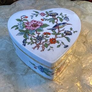 Heart-Shaped Floral Porcelain Trinket Box  Aynsley